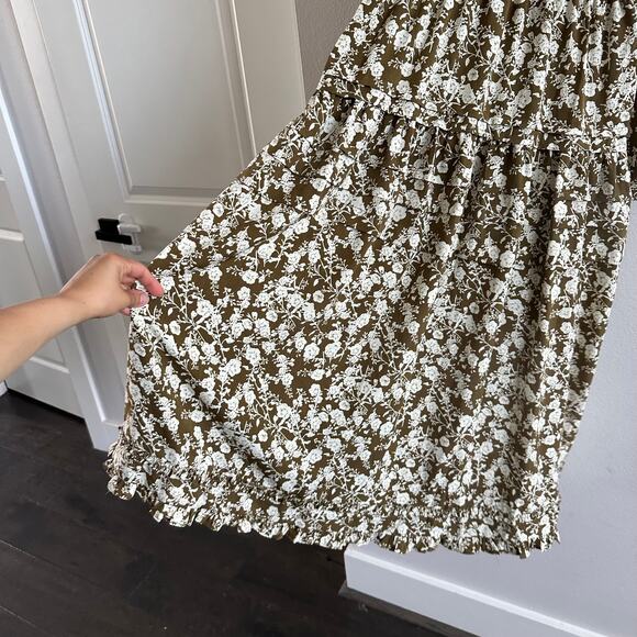 HYACINTH HOUSE  Olive Floral Renee Ruffle Midi Dress Size XS - Picture 4 of 8